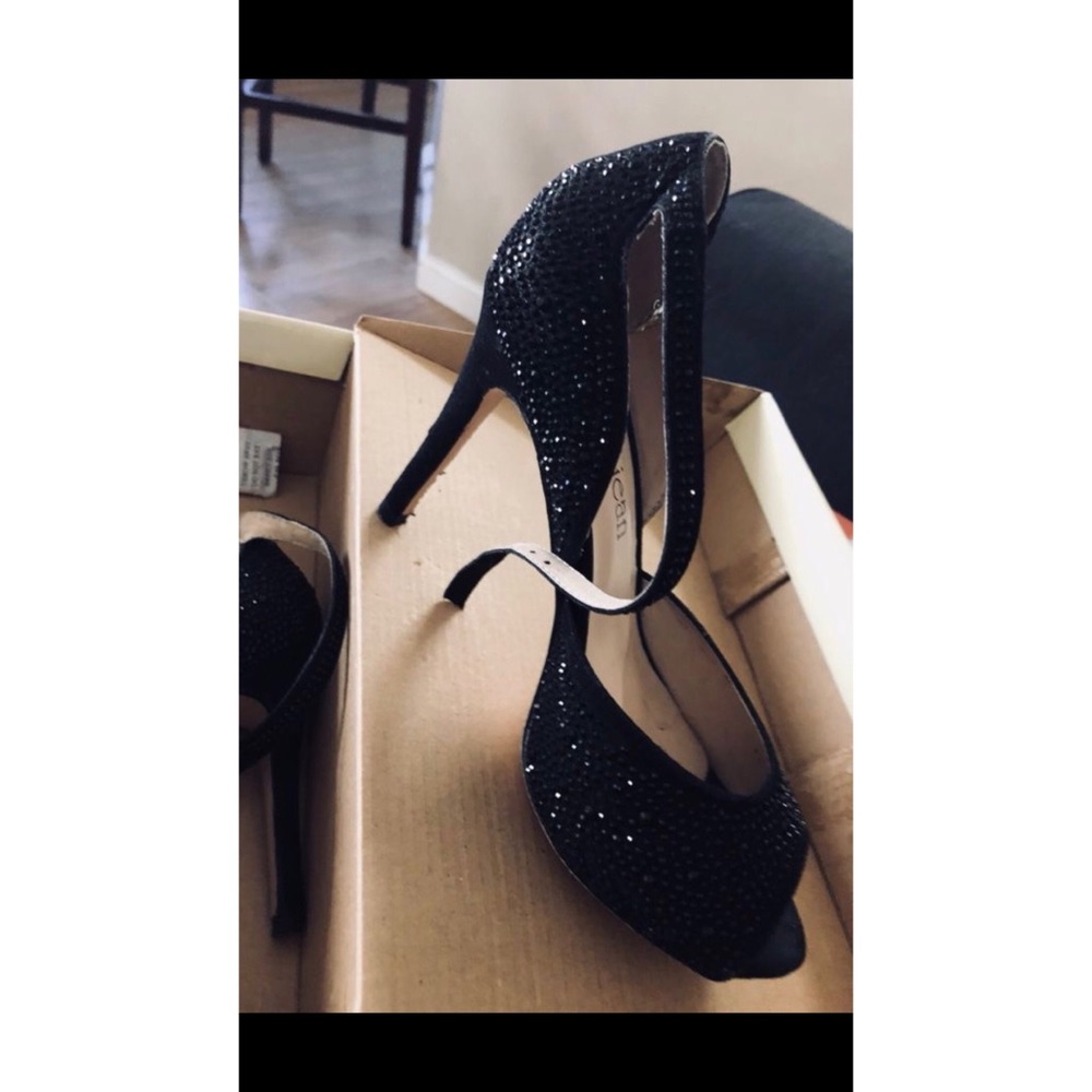 Black sparkly heels